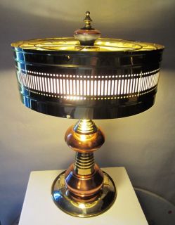 Retro mid century copper brass art lamp space age needle UFO victorian