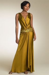 Mary L Couture Shirred Charmeuse Gown