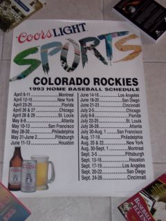  Colorado Rockies 1993 Schedule Poster