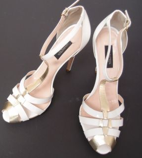 New Giambattista Valli White Gold Strap Shoes US 11 EU 41 Imperfect