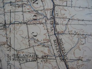 1912 Electric Railway Map Columbus Franklin County Ohio Westerville