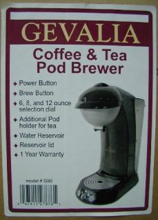 Gevalia G90 1 5 Cups Coffee Tea Pod Brewer Maker Black