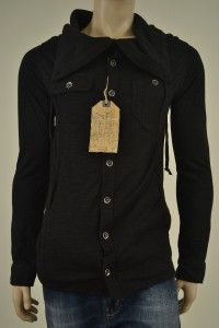Cohesive & Co. Mens Button Down Shirt Hoody Carroll in Black