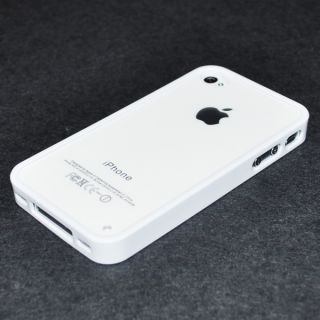 White Edge Clear Back Hard Plastic Full Cover Case for iPhone 4 4G 4S
