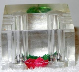 salt pepper shakers clear acrylic building rose leaves inside side