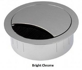60mm Bright Chrome Computer Desk Grommet Cable Wire Tidy Port