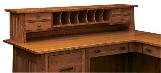 Amish Corner Computer Desk L Shaped Mission Solid Wood Wooden Office