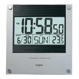 Casio Digital Wall Clock Full Auto Day Date Month Thermometer ID 11