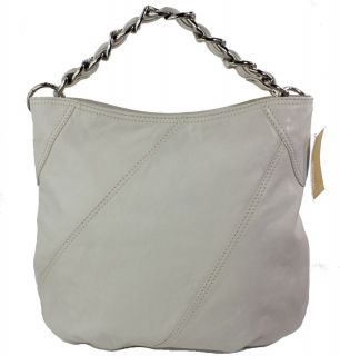 Michael Kors $368 Collette Large Leather Shoulder Hobo Handbag Vanilla