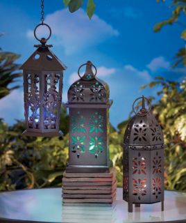 Color Changing Solar Metal Moroccan Design Lantern