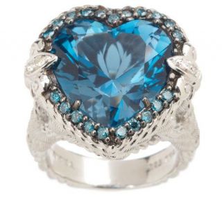 Smithsonian Judith Ripka Sterling London Blue Topaz & Diamond Ring