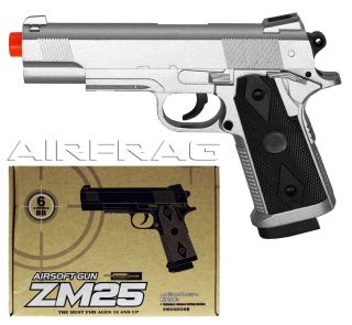 CYMA P826 ZM25 Metal COLT M1911 MKIV Silver Pistol Spring Airsoft Gun