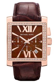 Michael Kors Gia Square Chronograph Leather Strap Watch