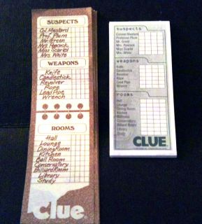 Clue Game Pieces 30 Replacement Score Sheets Slips Detective Notebooks