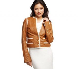Luxe Rachel Zoe Crinkle Lamb Leather Jacket with Contrast Trim