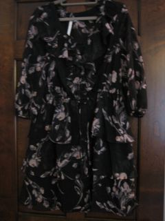 LC Lauren Conrad Black Floral Ruffle Chiffon Dress 12