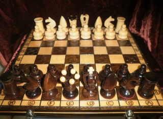  Very Nice Complete Wood Boxed Chess Set
