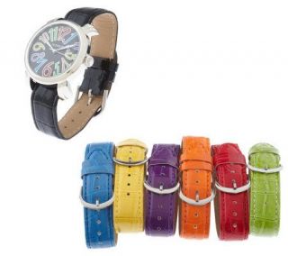 Gossip Colorful Dial Watch w/ 7 Interchangeable Straps —