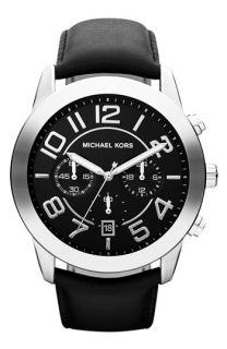 Michael Kors Mercer Large Chronograph Leather Strap Watch