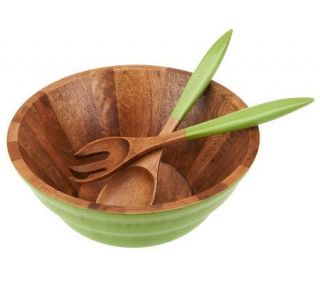 Latina Mango Wood Salad Bowl With 2 Serving Tools —