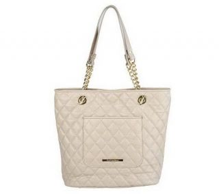 Isaac Mizrahi Live! Quilted Leather Tote with Chain Detail   A218730