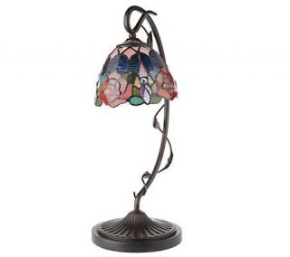 Peng Stained Glass 19 1/2 Rose Accent Lamp with Butterfly — 