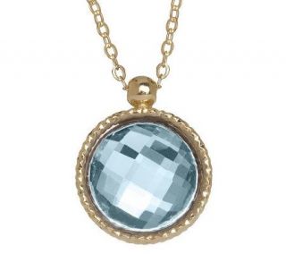 VicenzaGold Round Faceted Gemstone Pendant on 18 Chain, 14K Gold