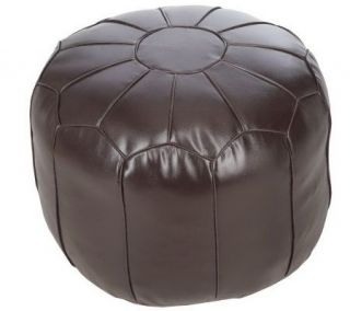 Kenneth Brown Authentic Cow Leather Pouf Ottoman —