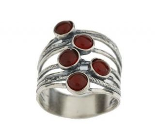 Or Paz Sterling Gemstone Multi row Textured Ring —