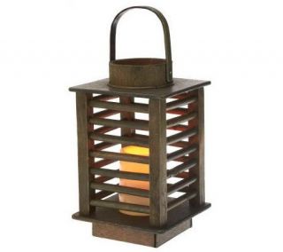 HomeReflections Indoor/Outdoor Wood Lantern with Flameless Candle w 
