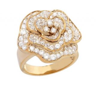 As Is Diamonique 18K Gold Clad Elegance Flower Ring   J266128