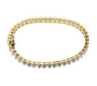 Diamonique 15.95 ct tw 8 Princess Tennis Bracelet, 14K Gold