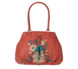 Fiore by Isabella Fiore Floral Embroidered Leather Shopper —