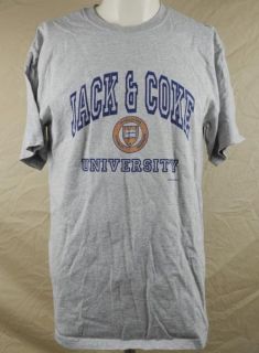 Jack & Coke University Mens T shirt Large Grey Jack Daniels Whiskey
