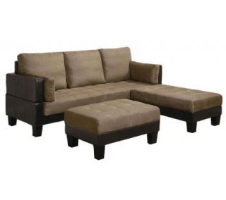 Microfiber Sofa Bed with 2 Ottomans by Coaster —