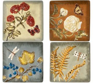 Linda Dano Set of 4 8 inch Handpainted Ceramic Plates —