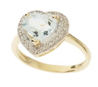 30 ct Heart Shape Aquamarine Diamond Accent Ring, 14K Gold — 