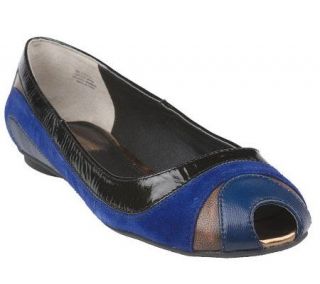Lovely People Leather Multicolor Peep Toe Flats —
