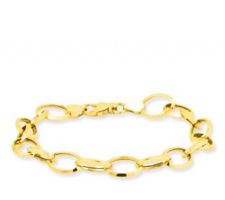 Polished Oval Link Bracelet, 14K Yellow Gold —