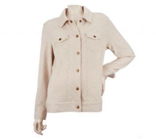 Susan Graver French Terry Jacket with Snap Front Detail   A221027