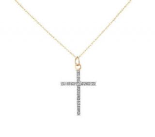 Diamond Fascination Cross Pendant with Chain, 14K Yellow Gold 