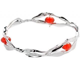 Hagit Gorali Sterling Motions with Stationed Carnelian Bangle 