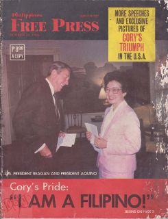 1986 Philippine Free Press Cory Aquino Ronald Reagan