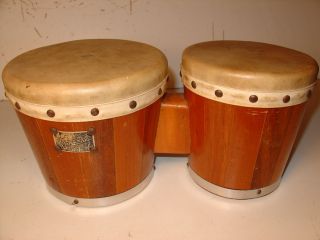Vintage Bongos Old Collectibles Toys Hobbies Drums Zim Gar Skin w Wood