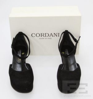 Cordani Black Suede T Strap Sloan Flat Platforms Size 39 New in Box