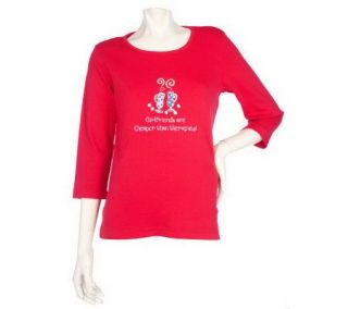 Quacker Factory Glamour Girls 3/4 Sleeve T shirt —