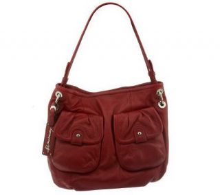 Makowsky Glove Leather Slouchy Hobo Bag with Cargo Pocket — 