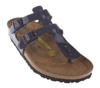 Birkenstock Patent Double Adj. Strap Thong Sandals —