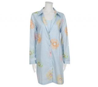 Susan Graver Cotton Lawn Printed Duster with Stretch Tank —