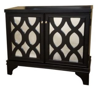 Mirrored Accent Chest with Scroll Pattern and 2 Doors By Valerie